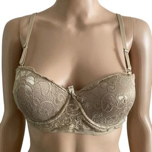 Tracy Bra Womens 36B Lace Nude Brown Beige
